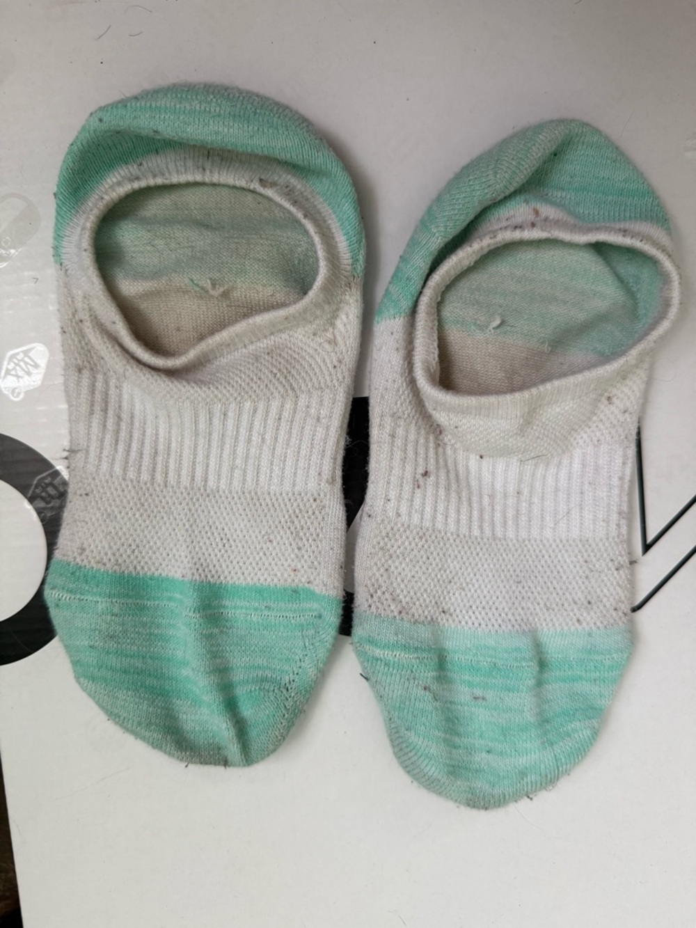 No Show Socks - White with Mint Heel/Toe